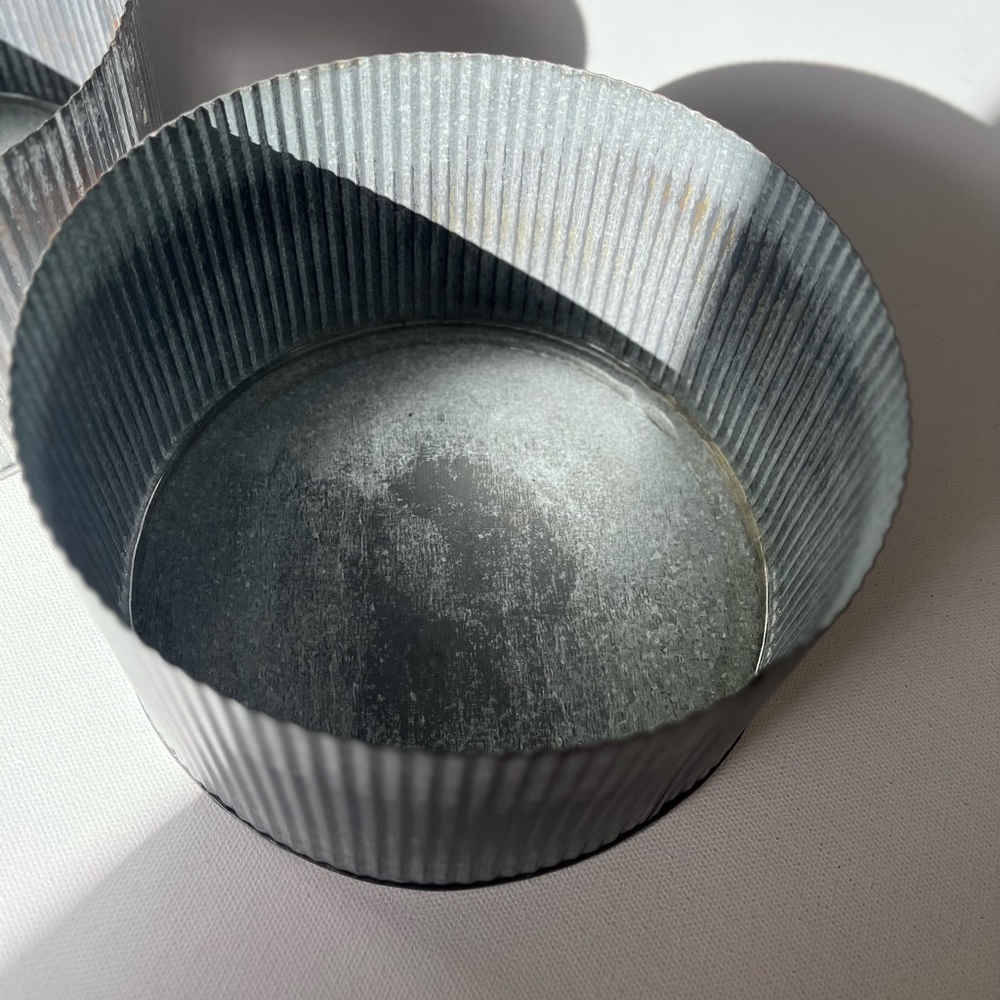 Two Ribbed Metal Round Bowl Containers - Picture 11 of 12